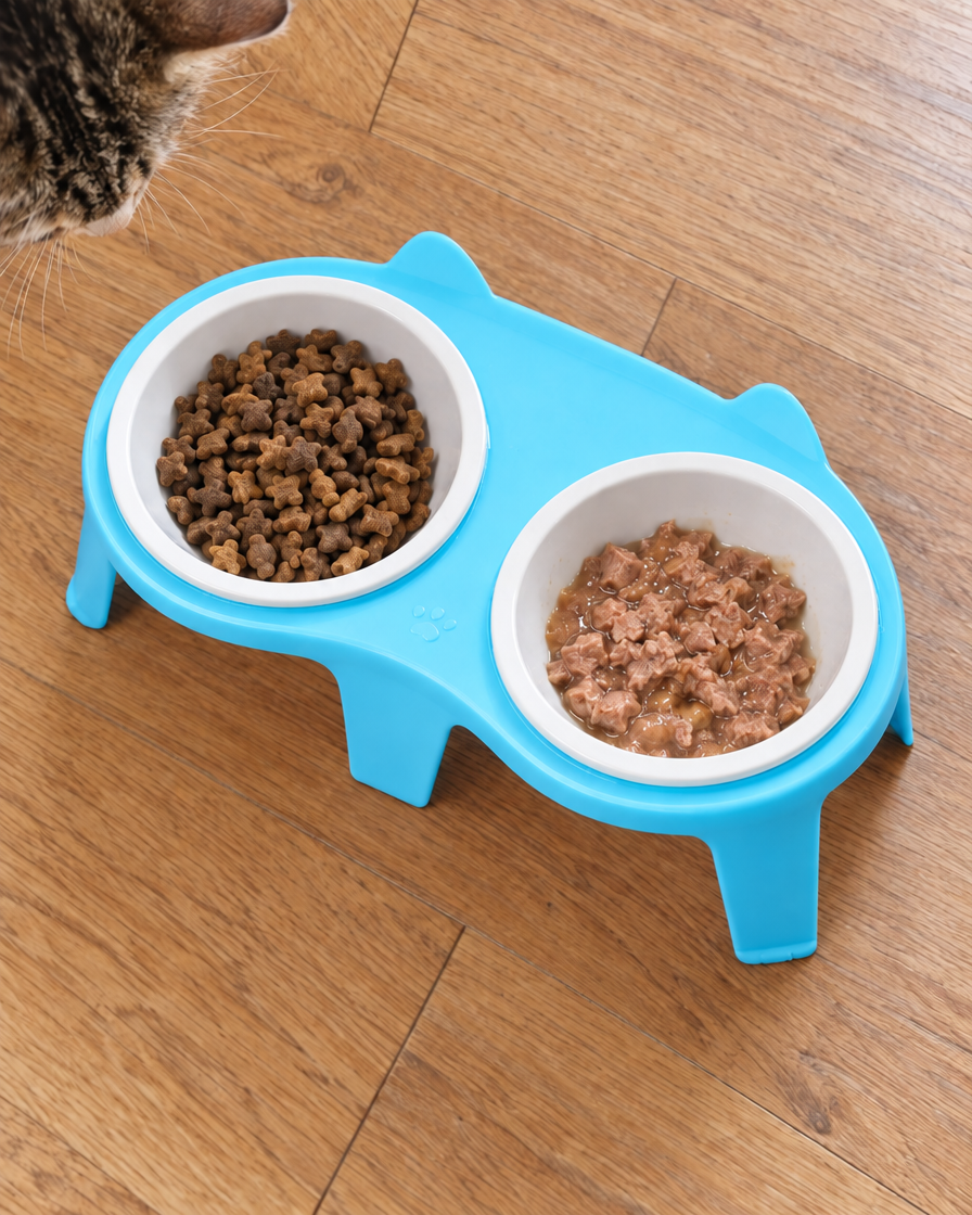 Duo Gamelles Oreilles de Chat – coloris Bleu