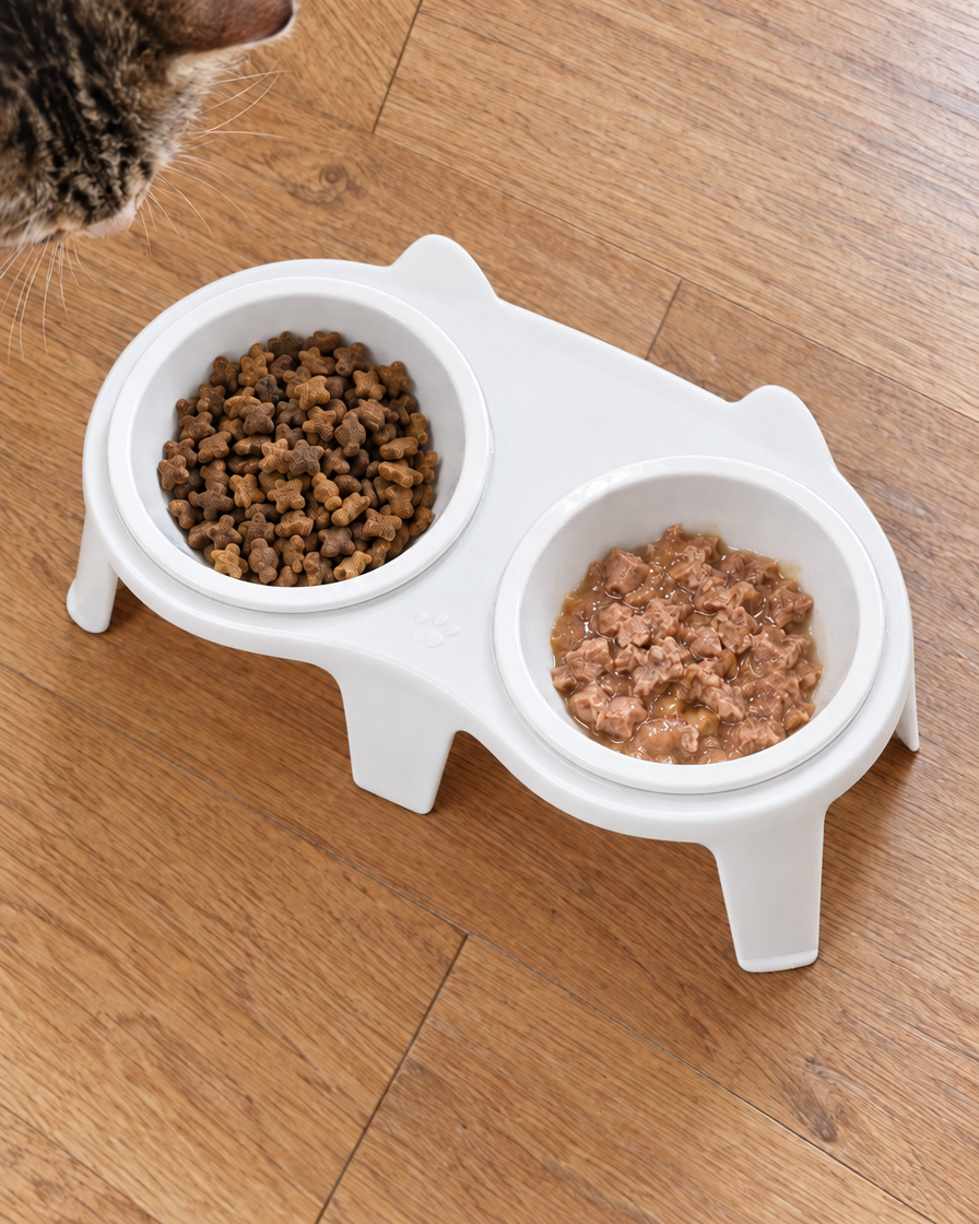 Duo Gamelles Oreilles de Chat – coloris Blanc
