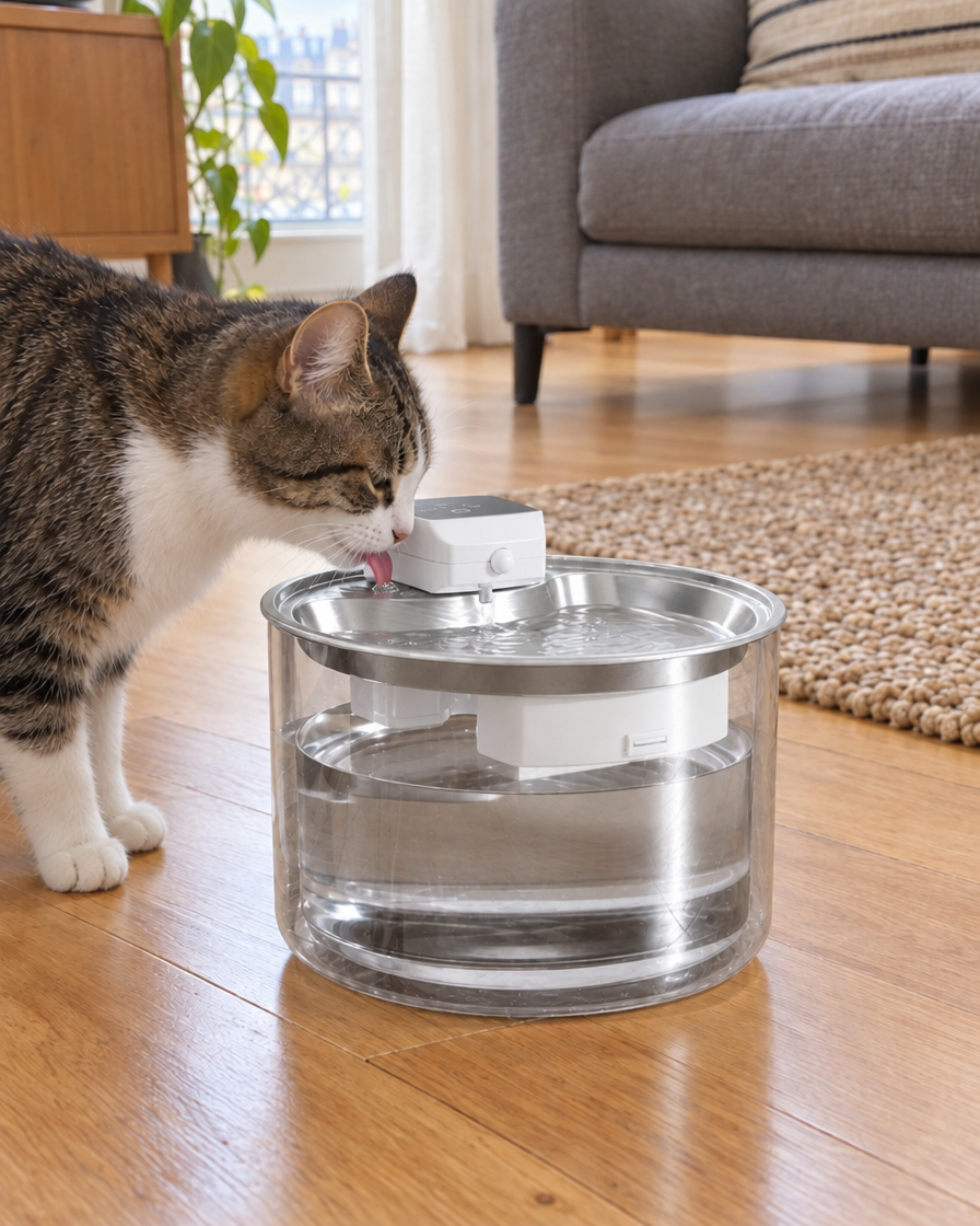 Fontaine Inox Sans Fil Ruisseau – coloris Inox blanc