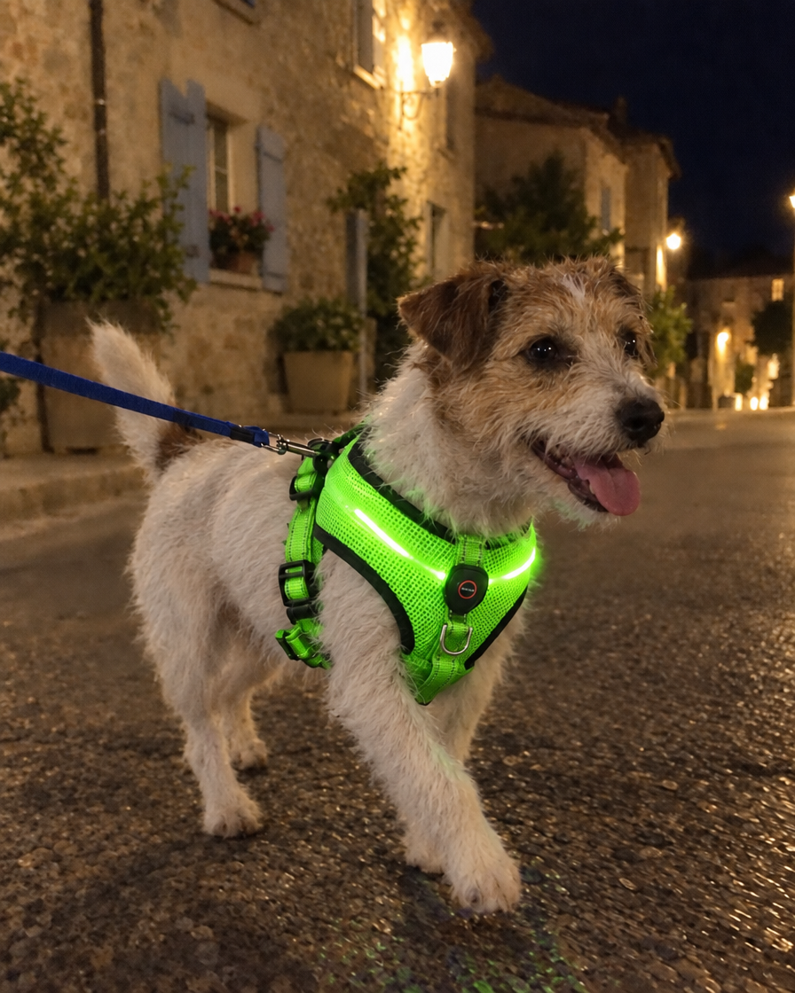 Harnais Lumineux Nuit Sûre – coloris Vert