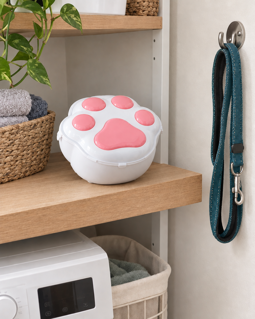 Boîte à Croquettes Patte Fraîcheur – coloris Rose