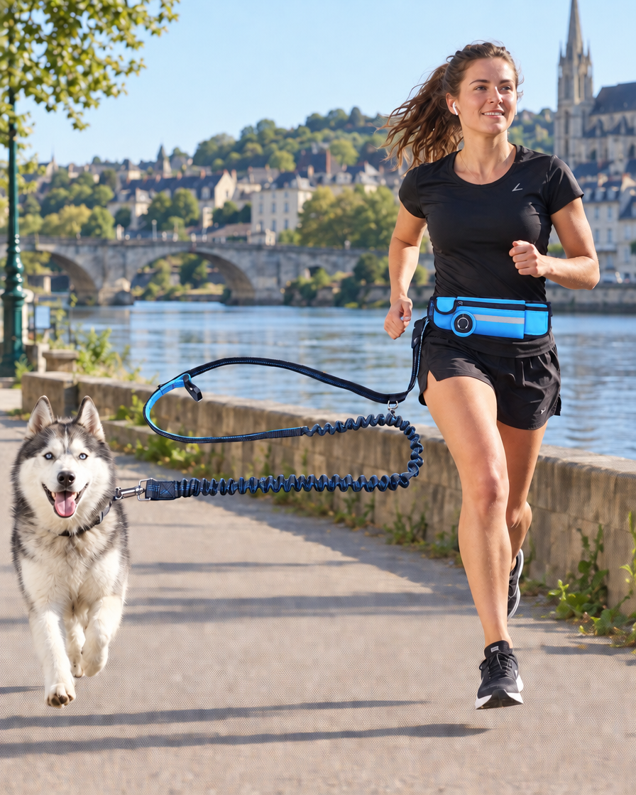 Laisse Mains Libres Canicross – coloris Bleu