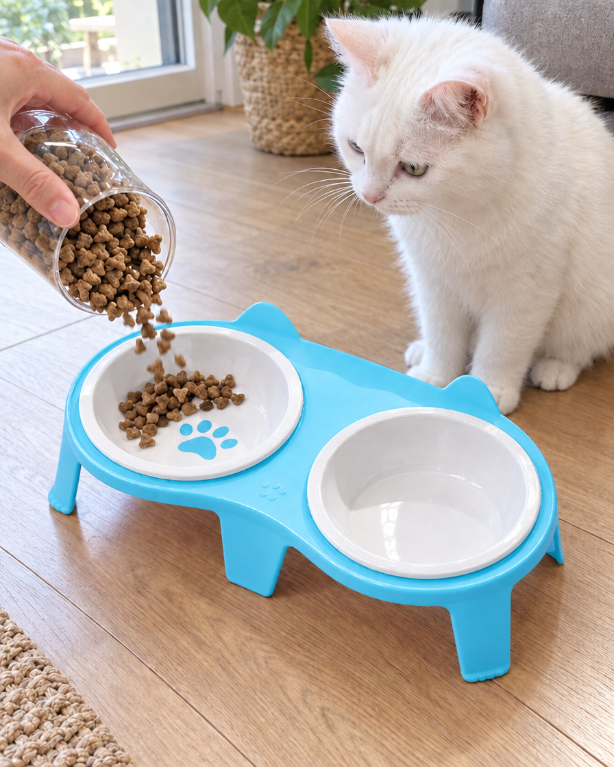 Duo Gamelles Oreilles de Chat – coloris Bleu