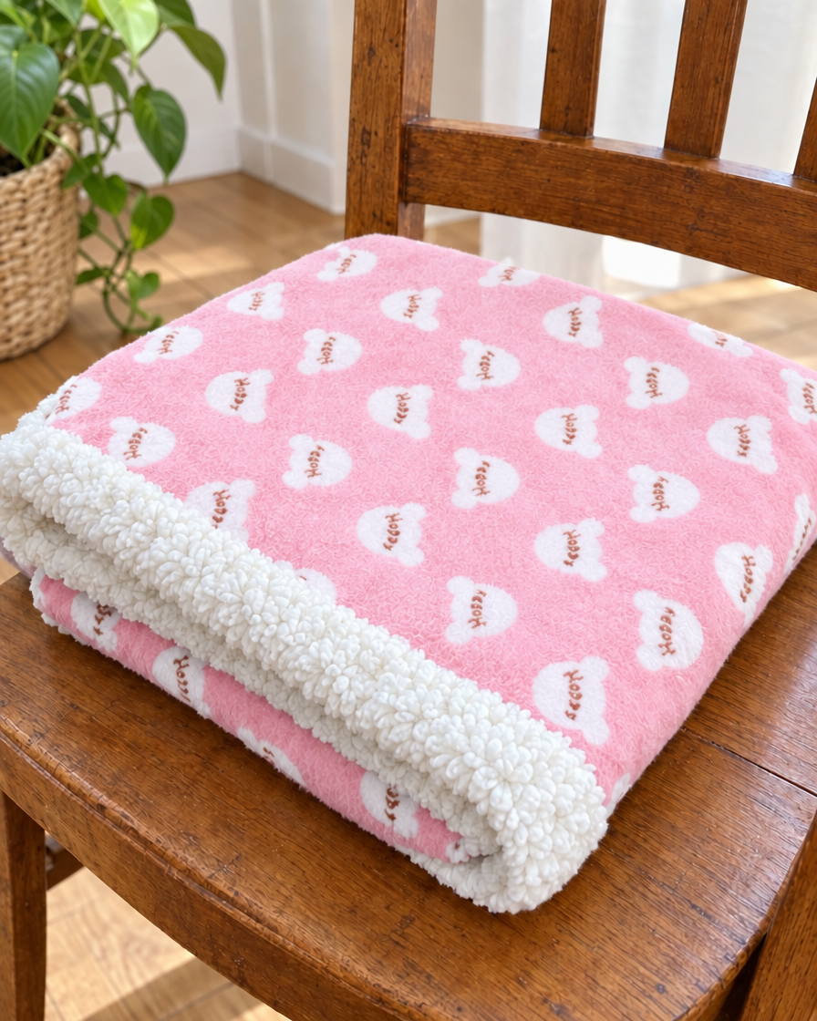 Plaid Câlin Bordure Sherpa – coloris Rose