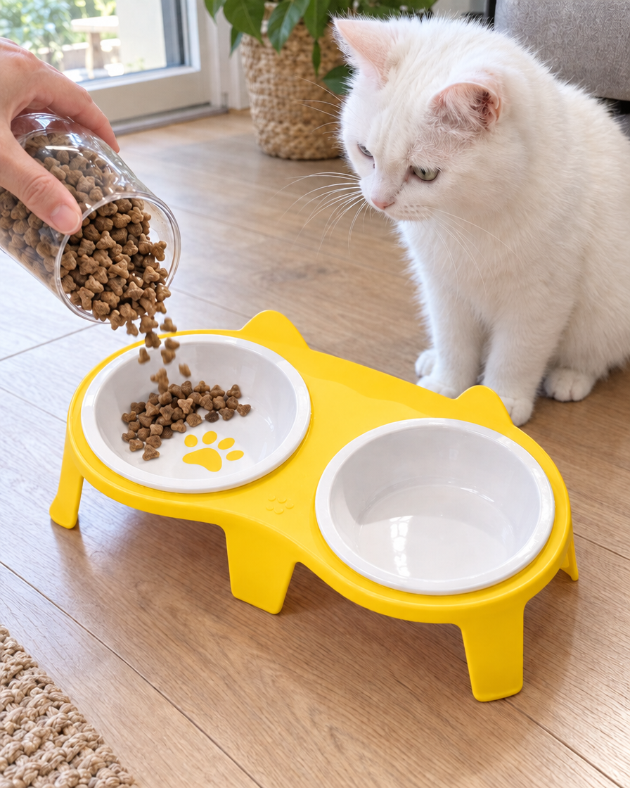 Duo Gamelles Oreilles de Chat – coloris Jaune