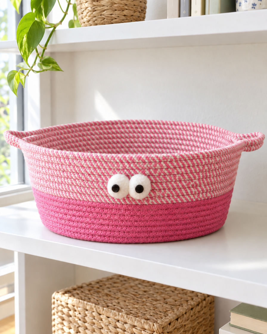 Panier Tressé Frimousse – coloris Rose