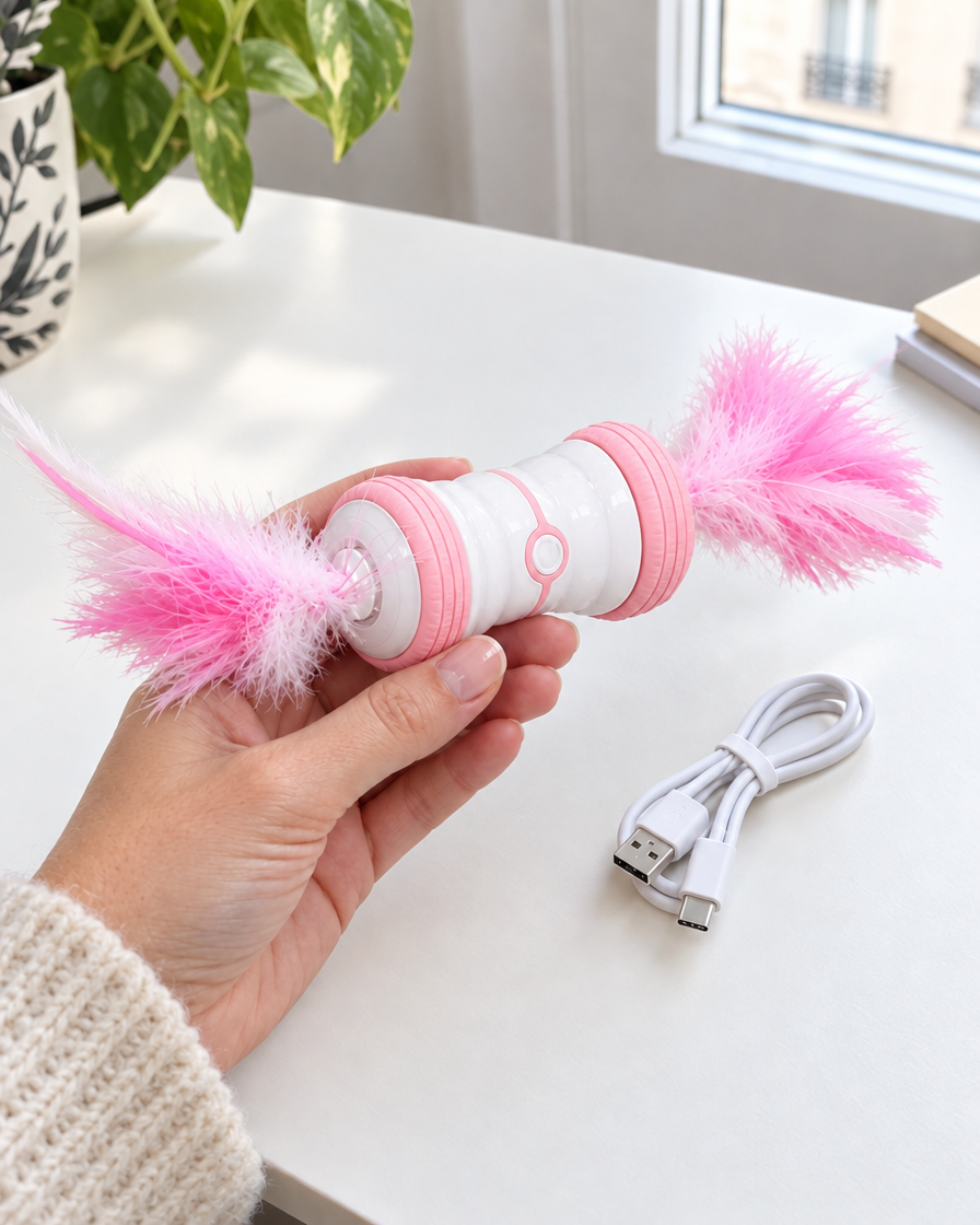Bonbon Roulant Plumes Folles – coloris Rose