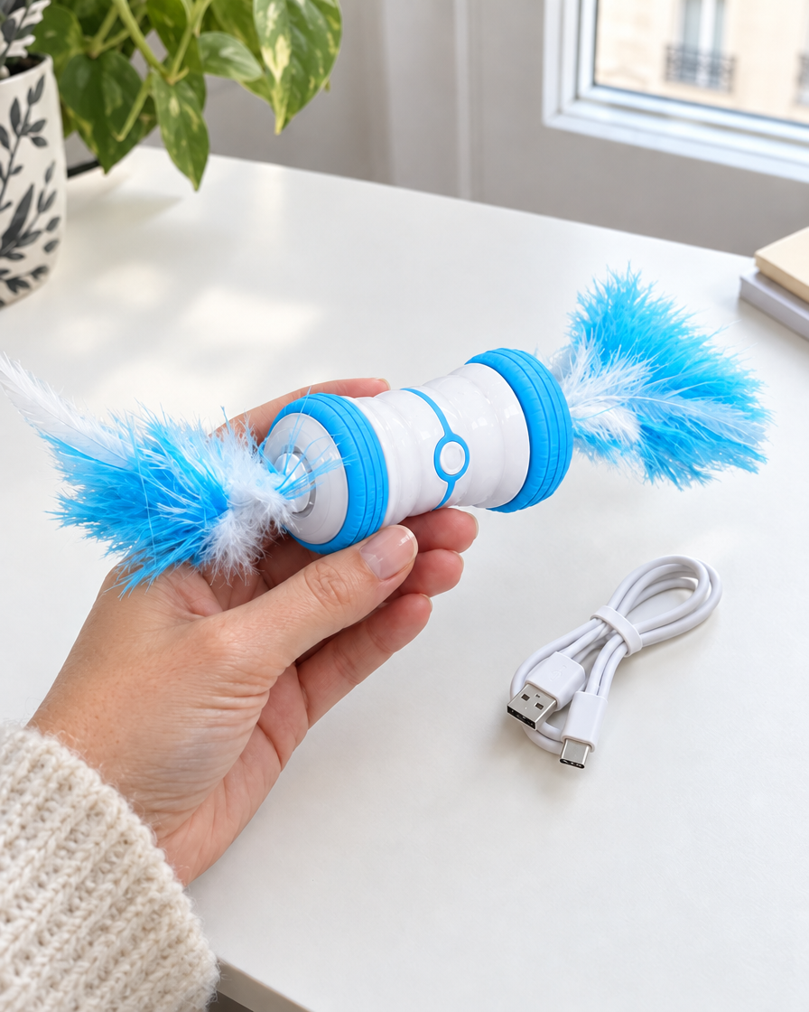 Bonbon Roulant Plumes Folles – coloris Bleu