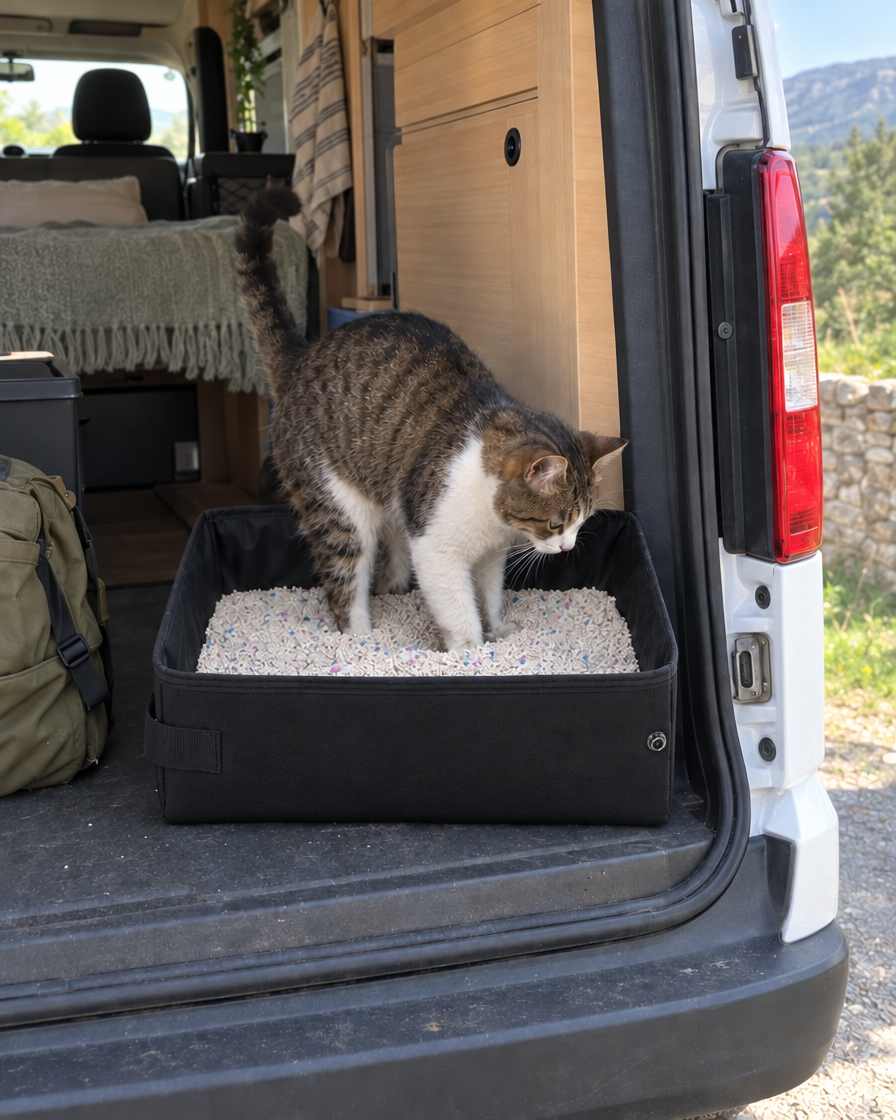 Litière Pliable Voyage Chat – coloris Noir