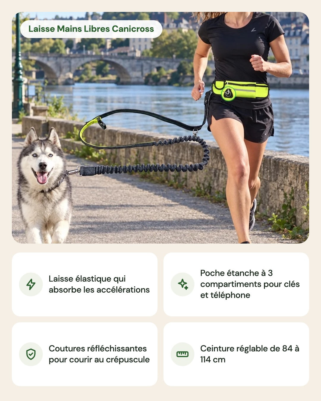 Laisse Mains Libres Canicross – points forts