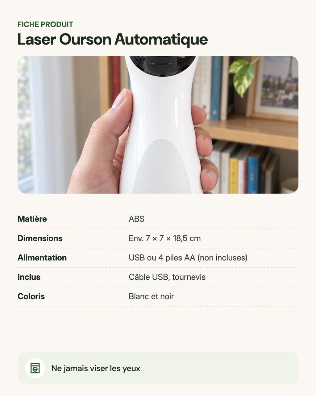 Laser Ourson Automatique – fiche produit
