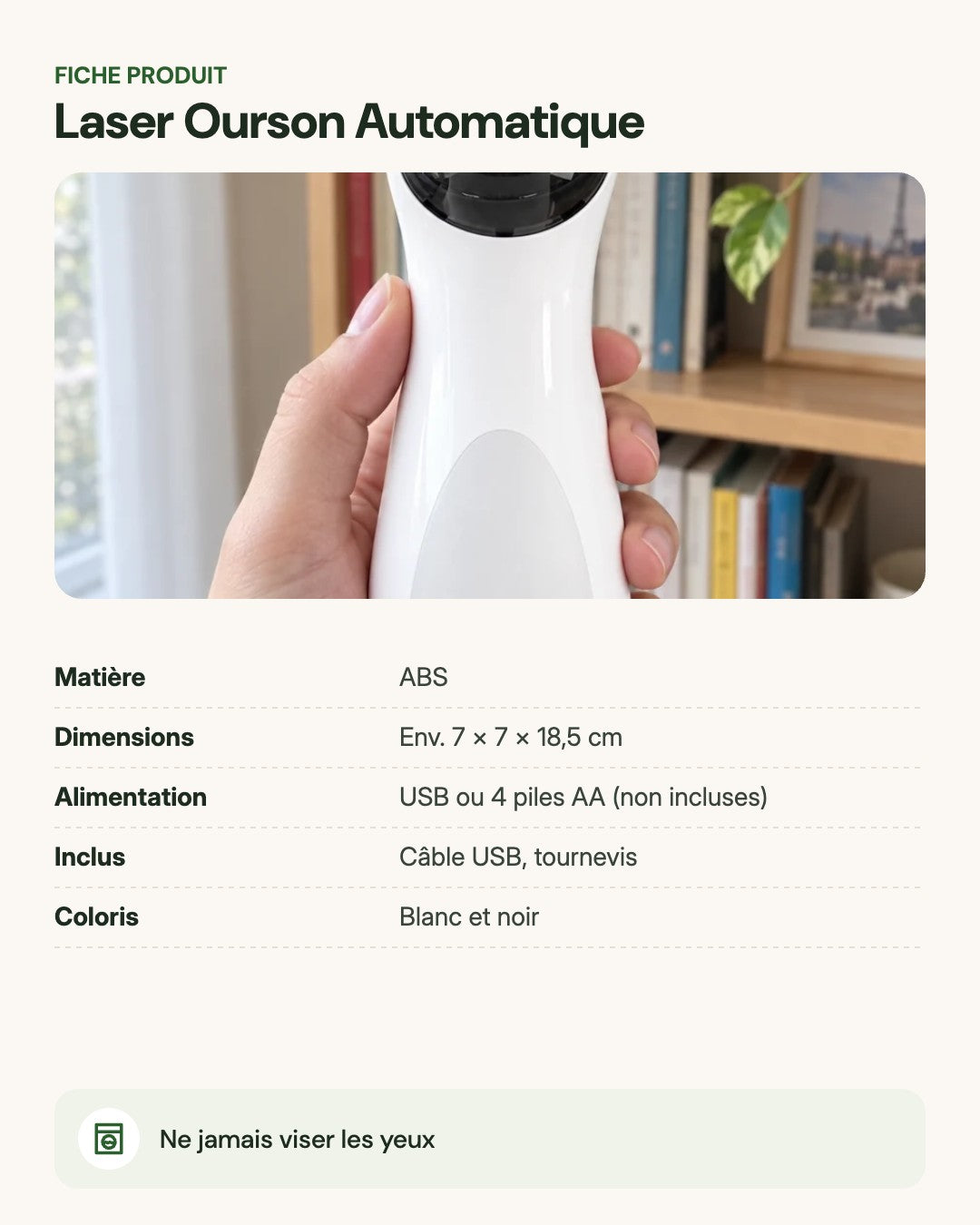 Laser Ourson Automatique – fiche produit