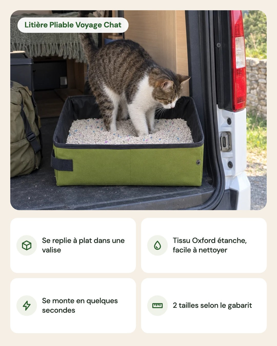 Litière Pliable Voyage Chat – points forts