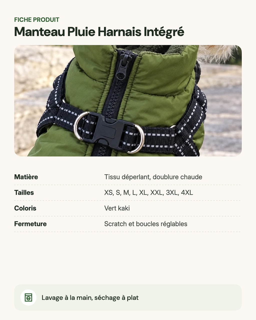 Manteau Pluie Harnais Intégré – fiche produit