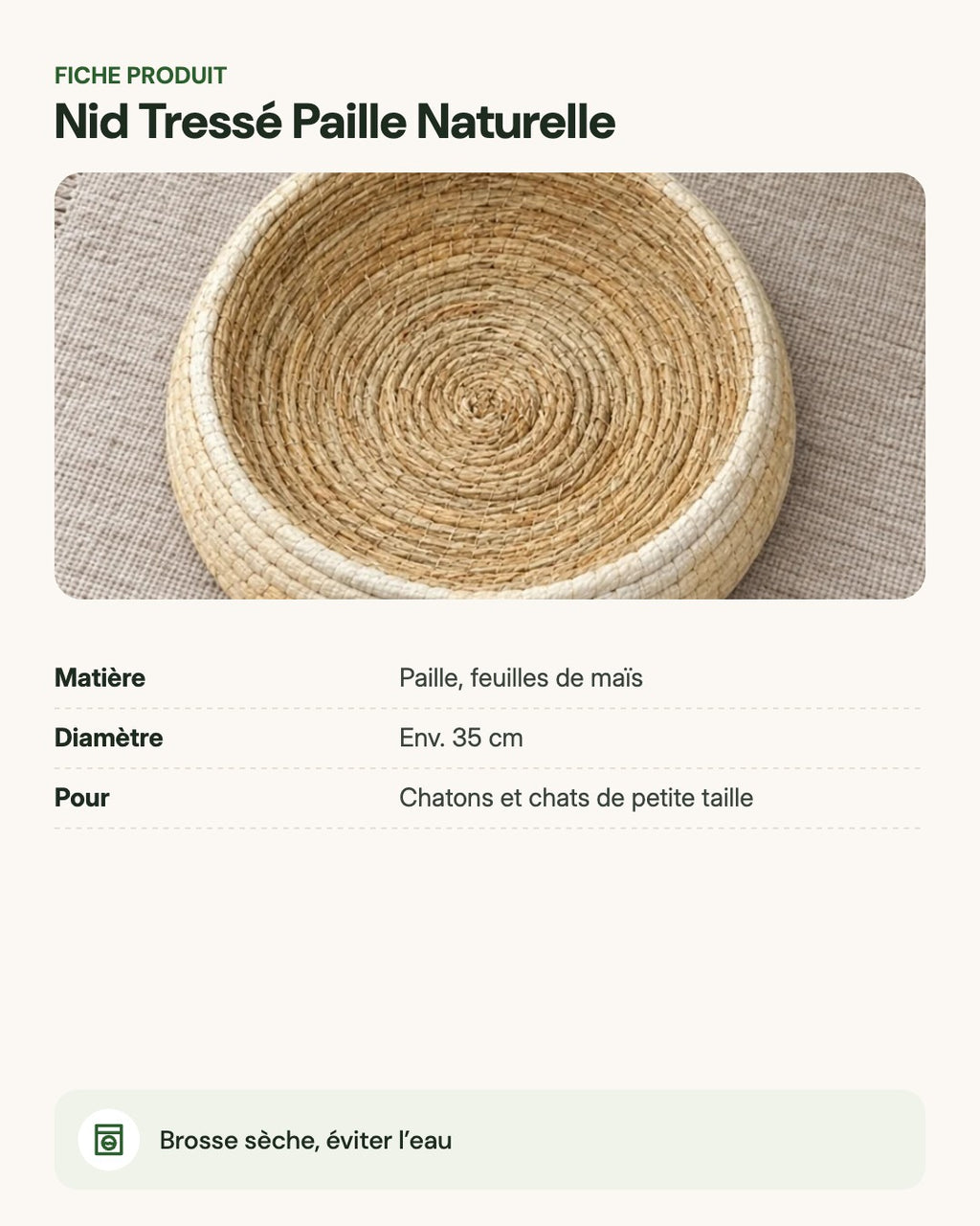 Nid Tressé Paille Naturelle – fiche produit
