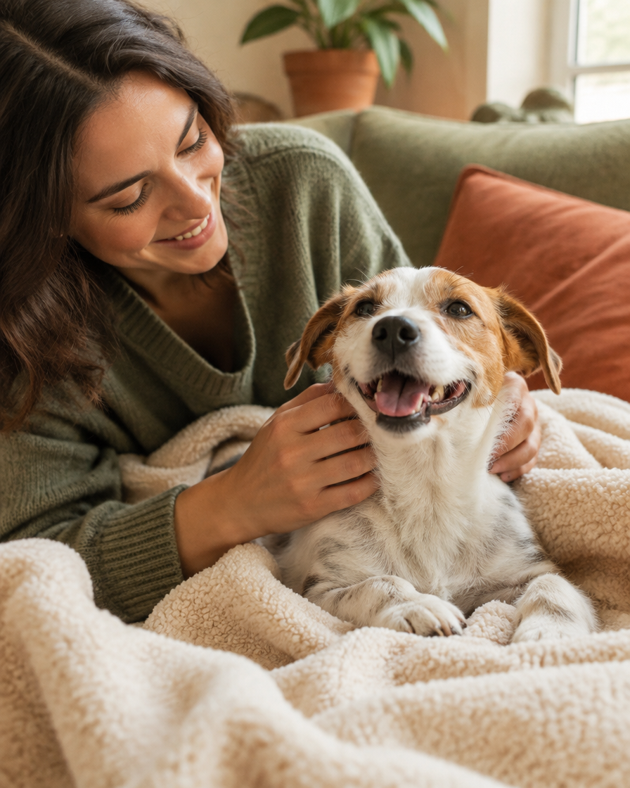 Câlin avec un chien
