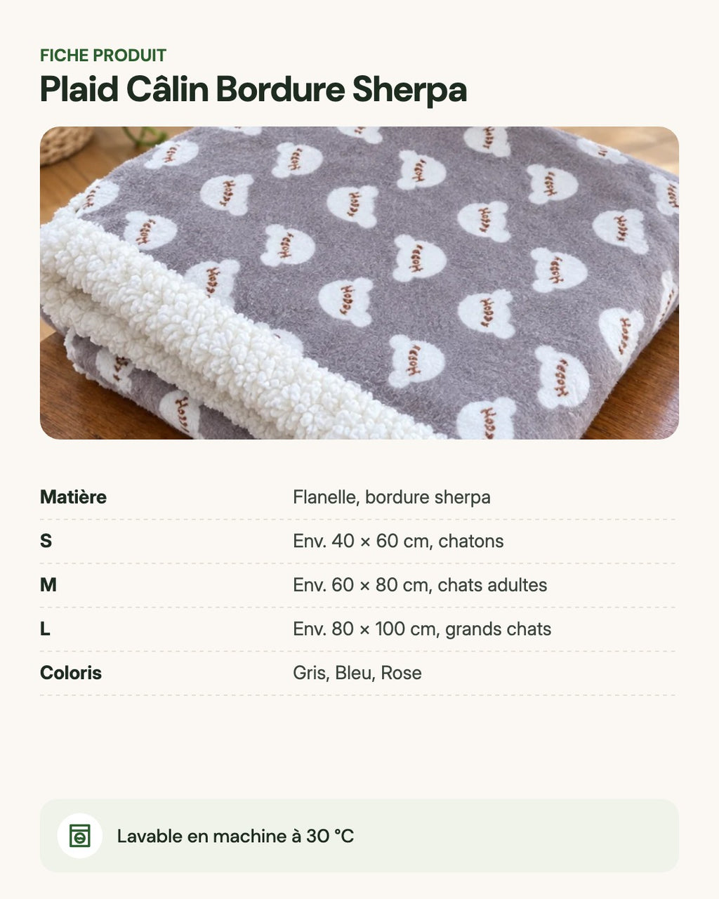 Plaid Câlin Bordure Sherpa – fiche produit