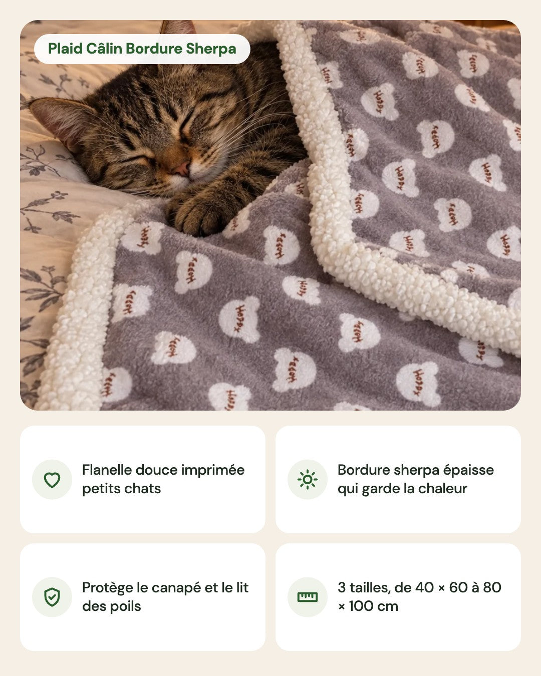 Plaid Câlin Bordure Sherpa – points forts