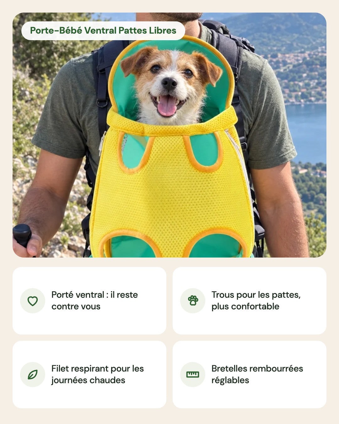 Porte-Bébé Ventral Pattes Libres – points forts
