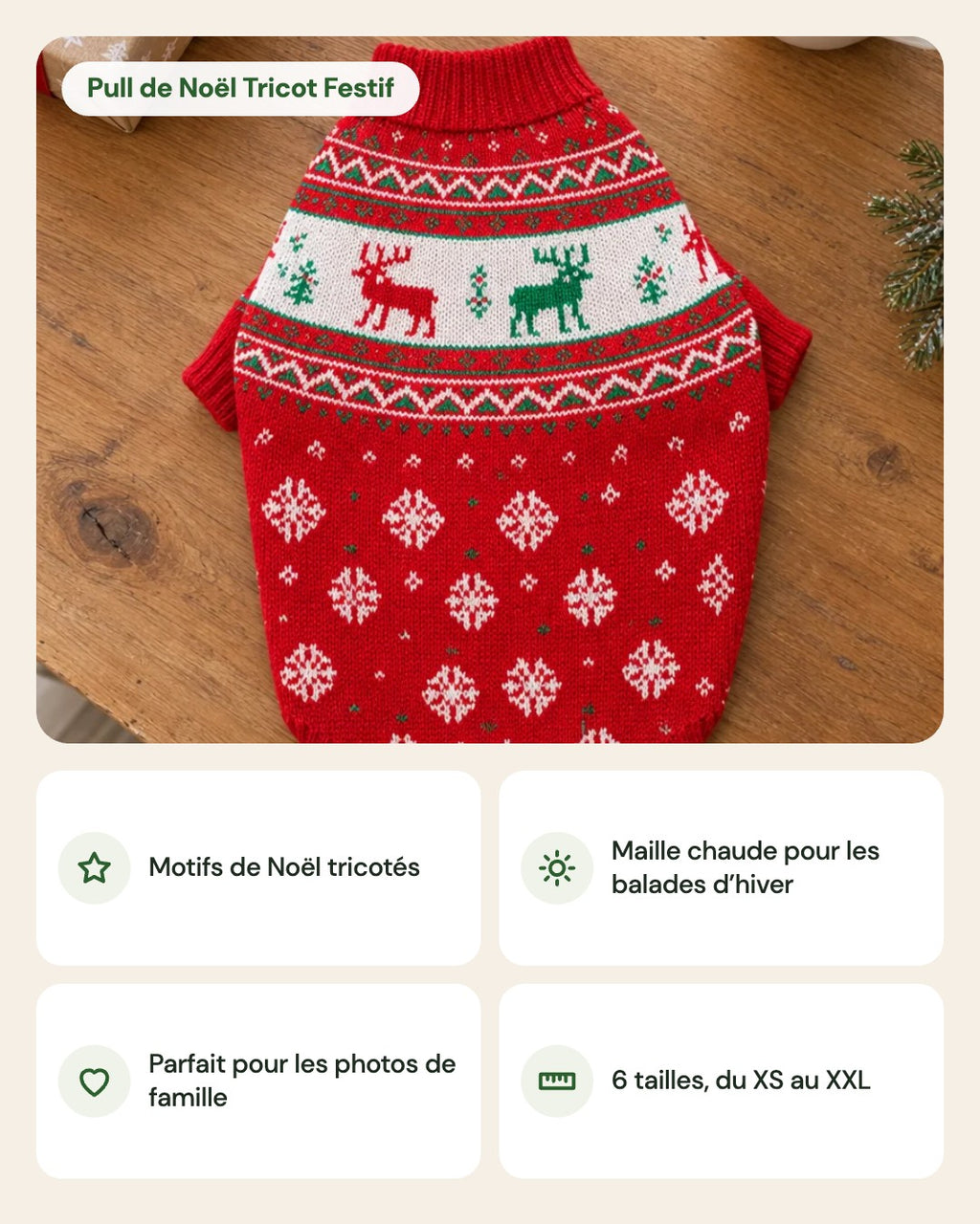 Pull de Noël Tricot Festif – points forts