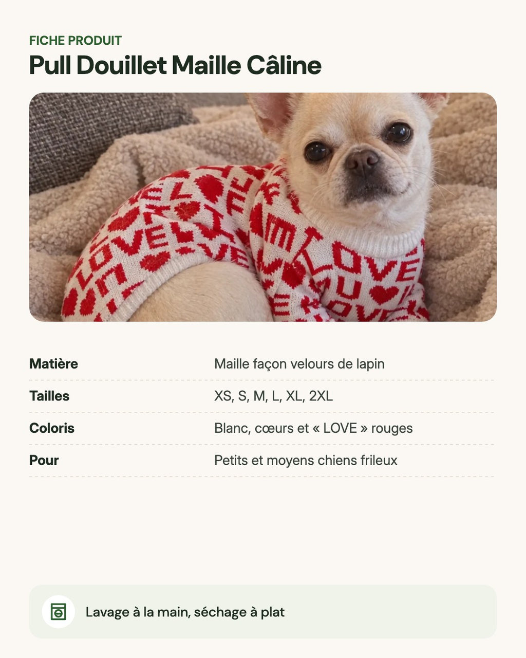 Pull Douillet Maille Câline – fiche produit