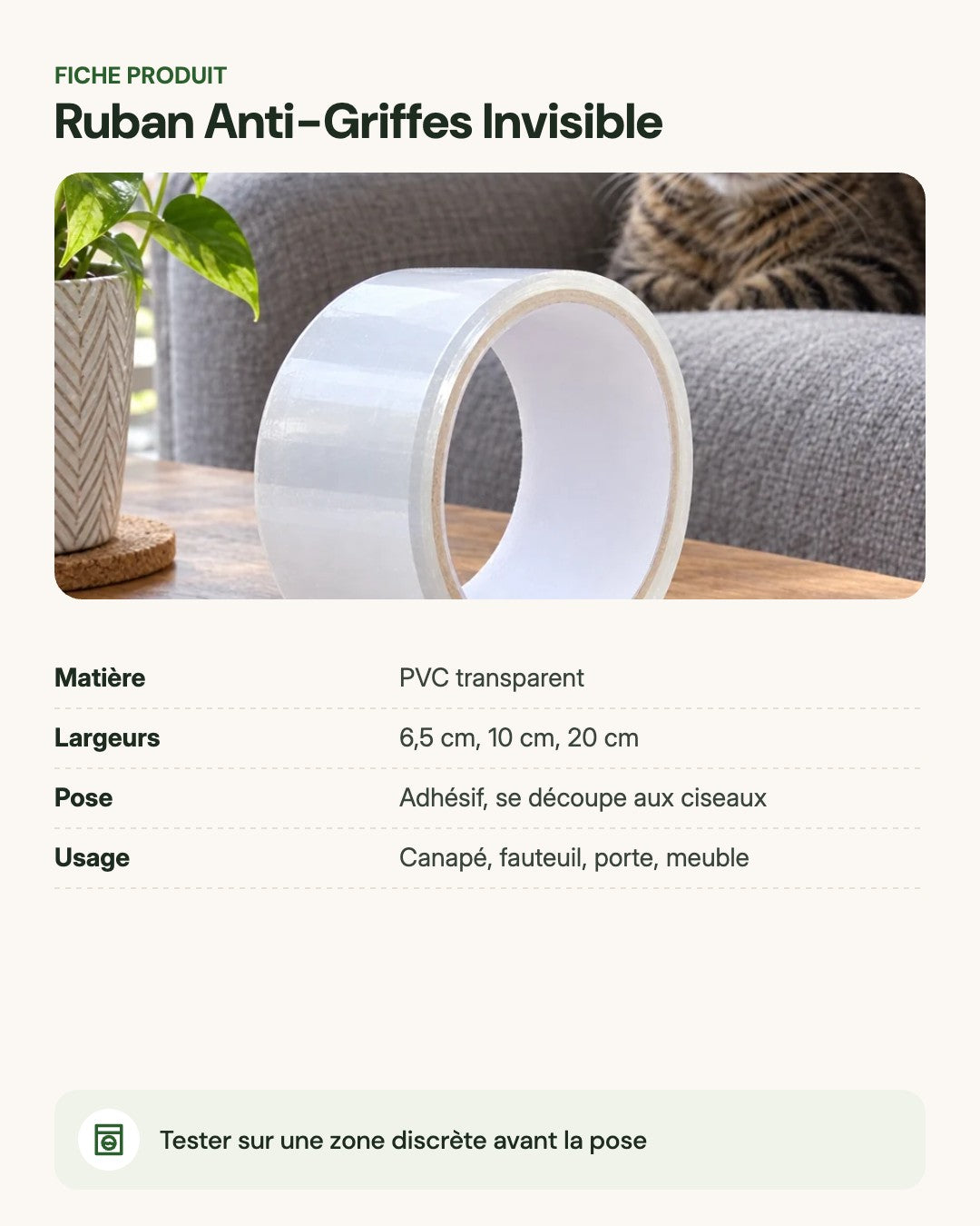 Ruban Anti-Griffes Invisible – fiche produit