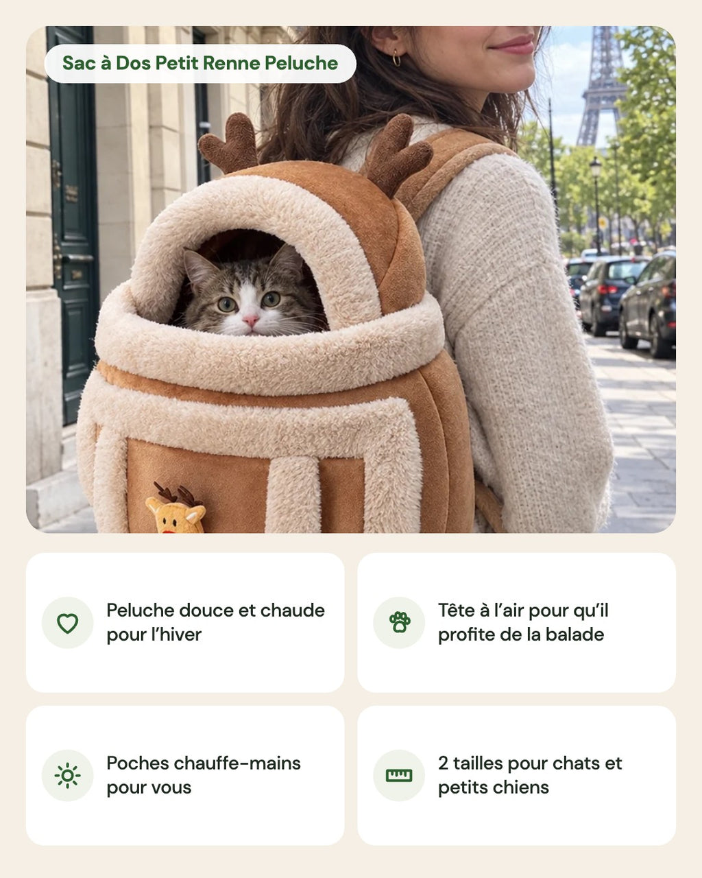 Sac à Dos Petit Renne Peluche – points forts
