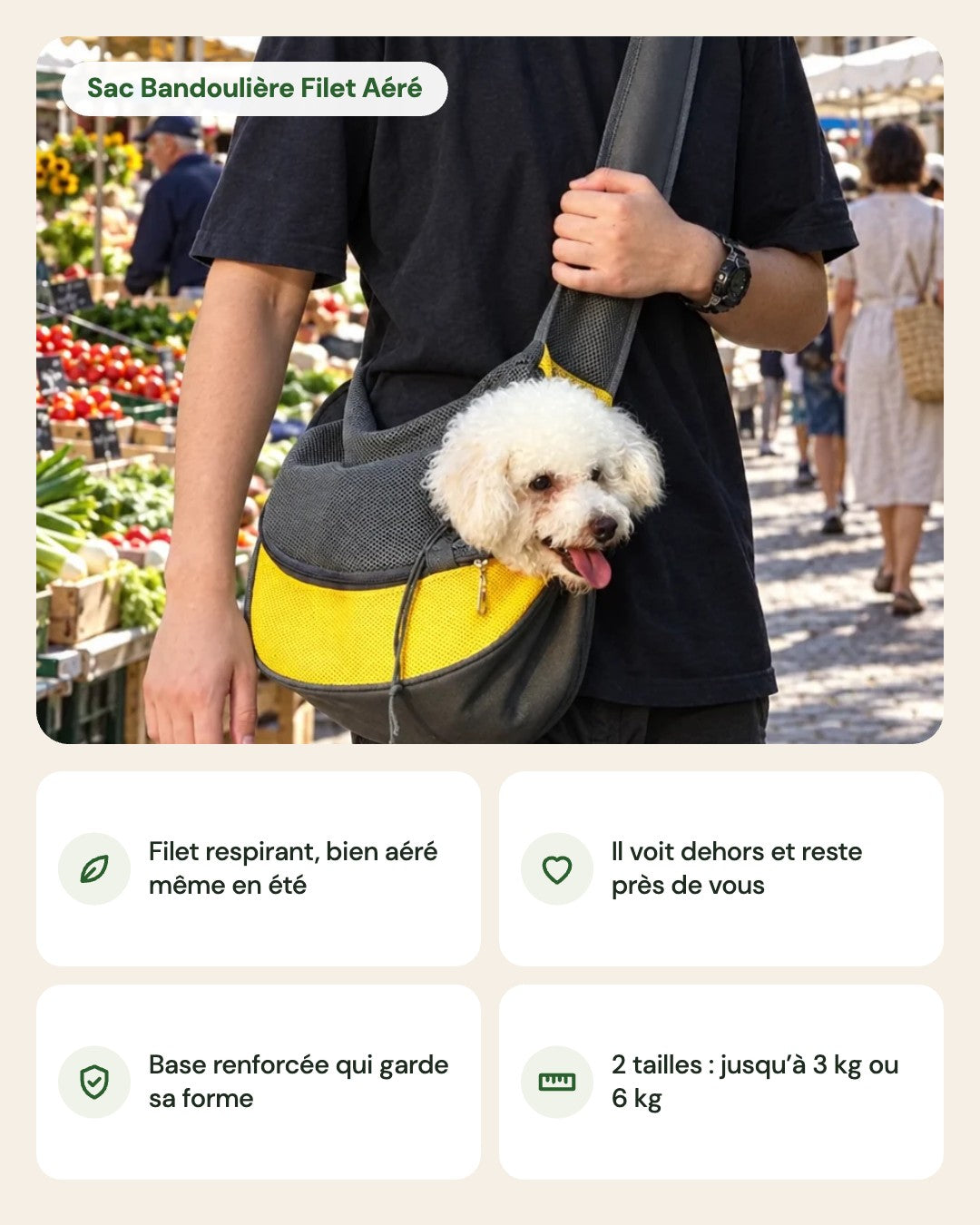 Sac Bandoulière Filet Aéré – points forts