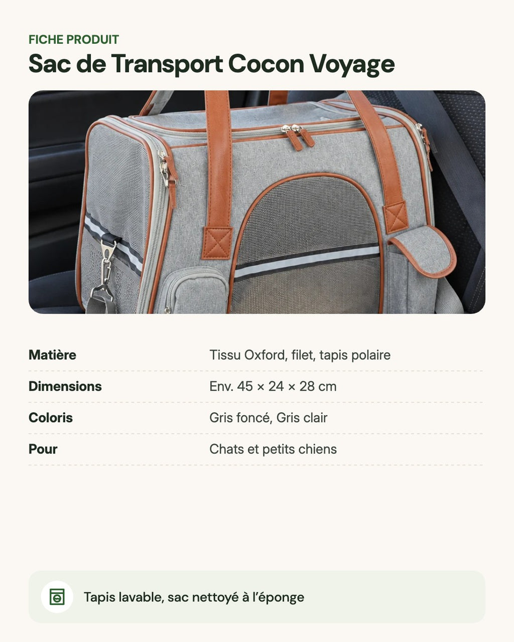 Sac de Transport Cocon Voyage – fiche produit