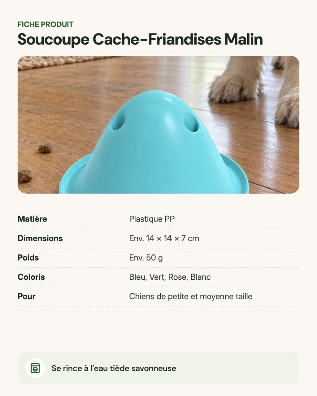Soucoupe Cache-Friandises Malin – fiche produit