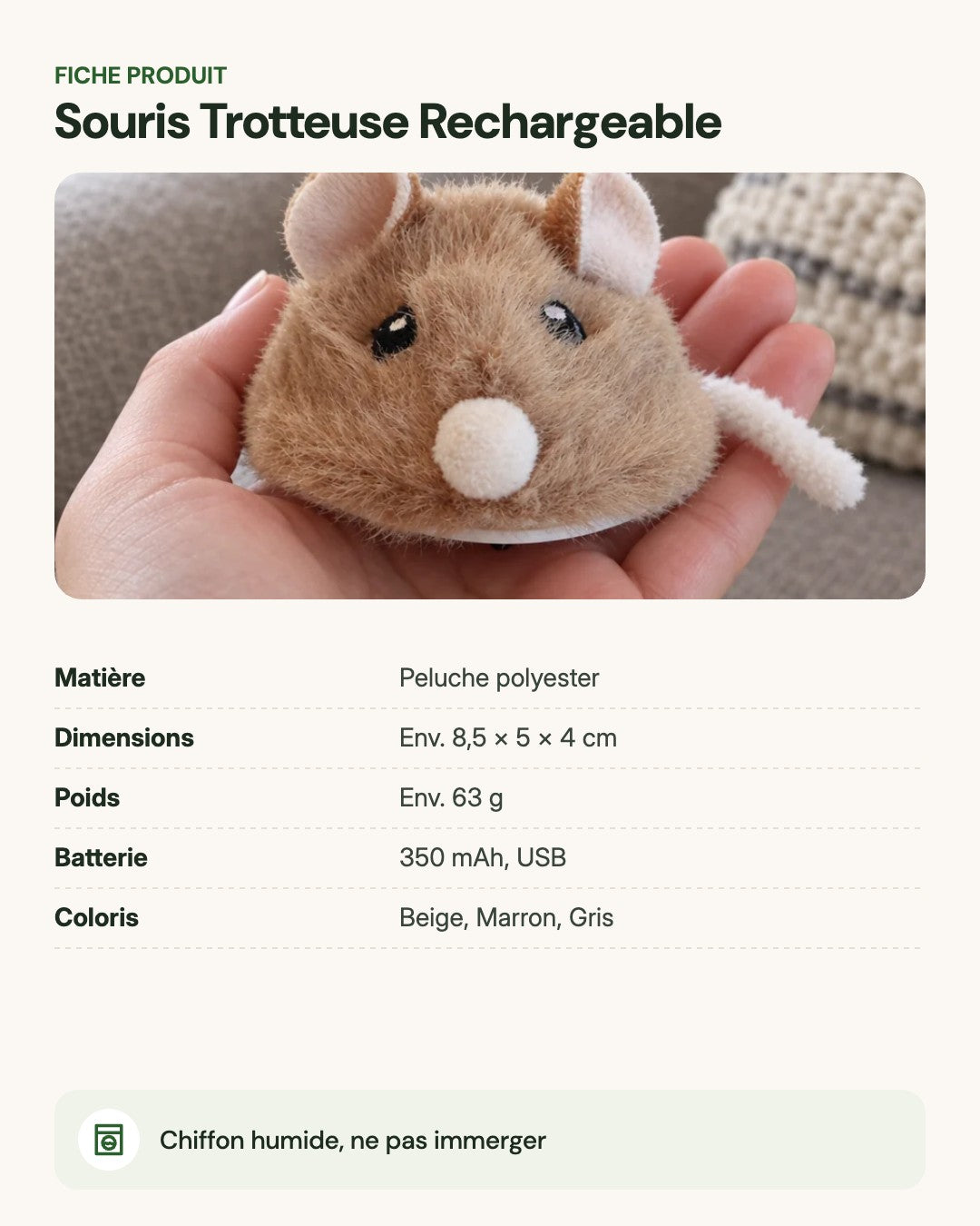Souris Trotteuse Rechargeable – fiche produit