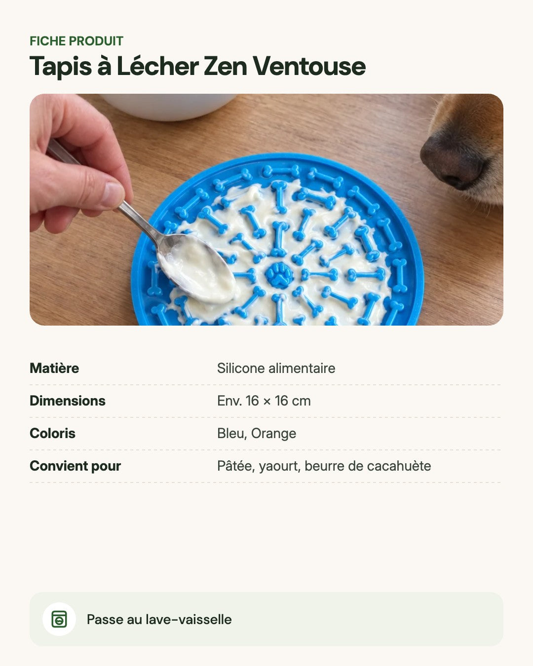 Tapis à Lécher Zen Ventouse – fiche produit