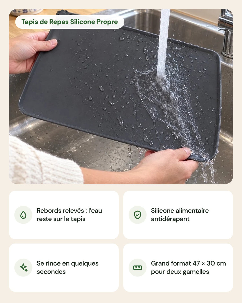 Tapis de Repas Silicone Propre – points forts
