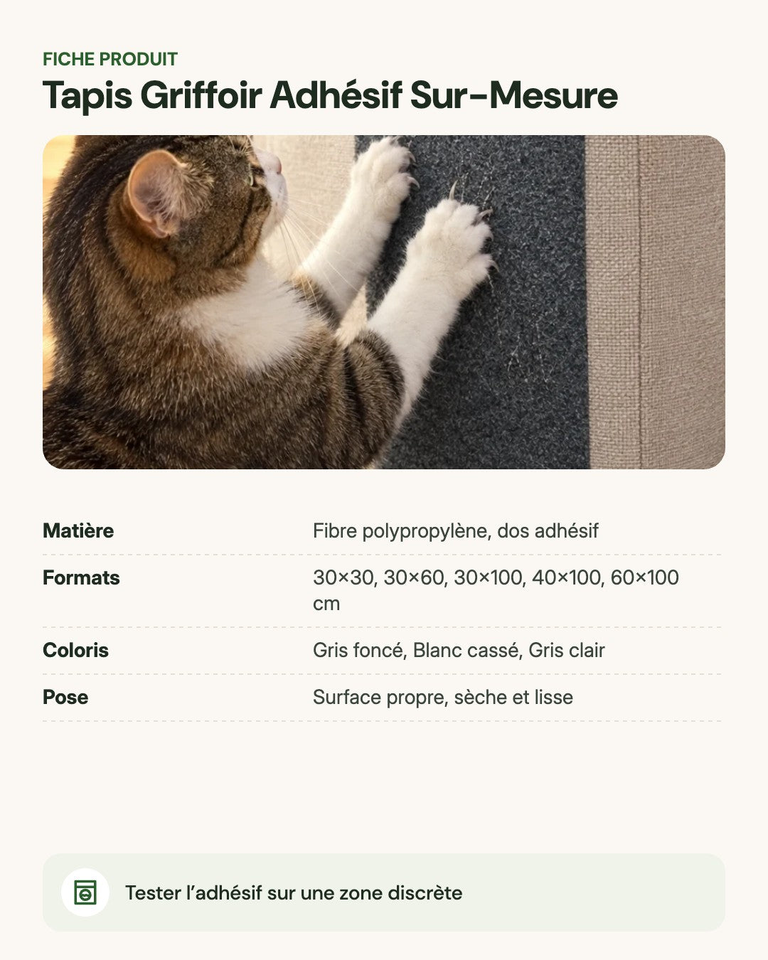 Tapis Griffoir Adhésif Sur-Mesure – fiche produit