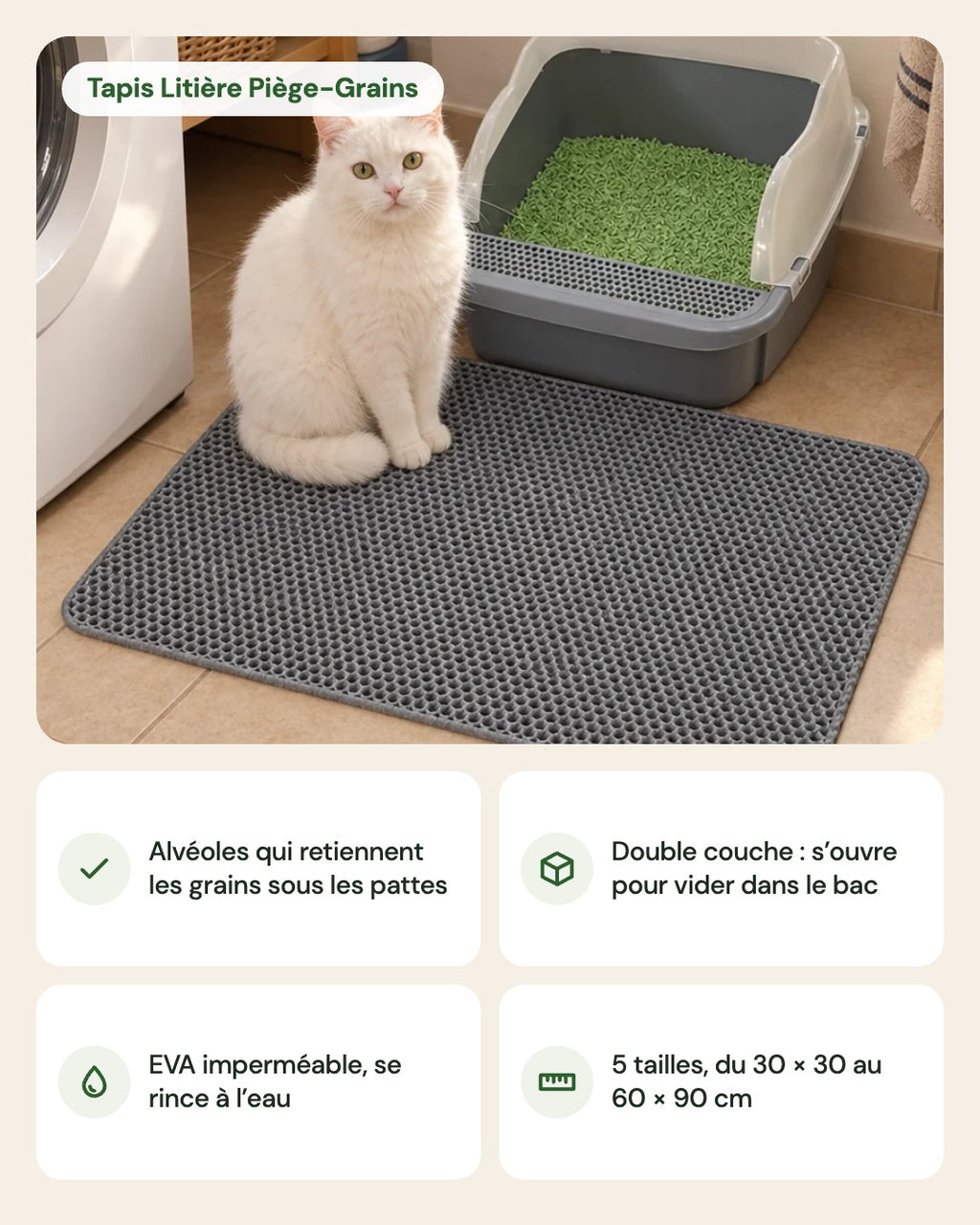 Tapis Litière Piège-Grains – points forts